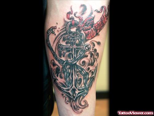 Anchor Tattoo With All Heart Banner