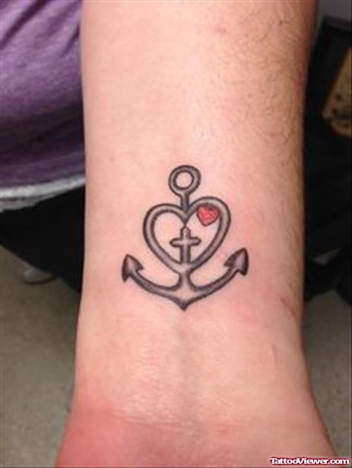 Anchor And Heart Tattoo On Wrist
