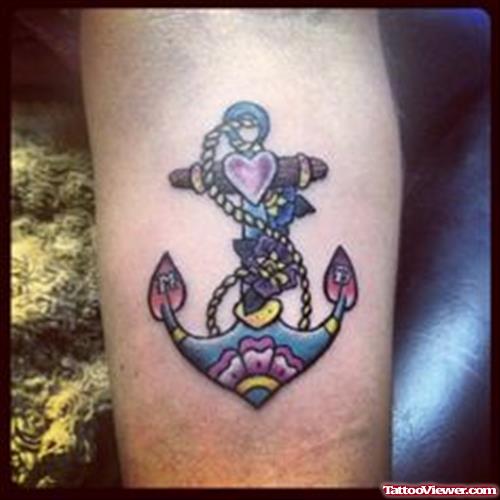 Amazing Colored Anchor Tattoo