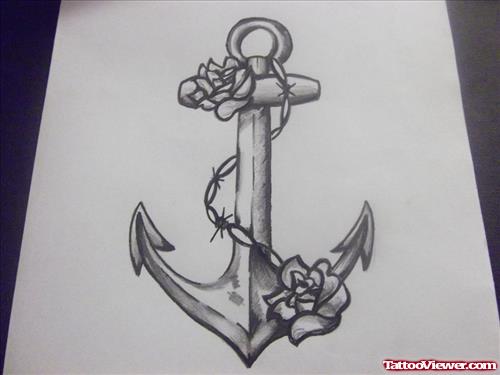 Grey Anchor Tattoo Design