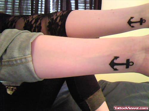 Black Anchor Tattoos On Wrists