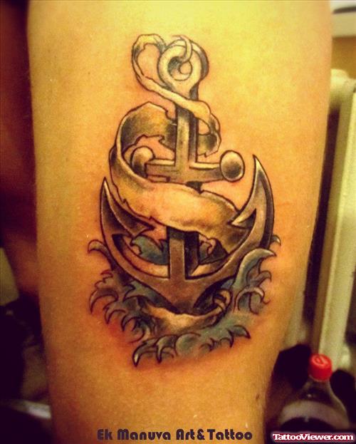 Anchor And Banner Tattoo
