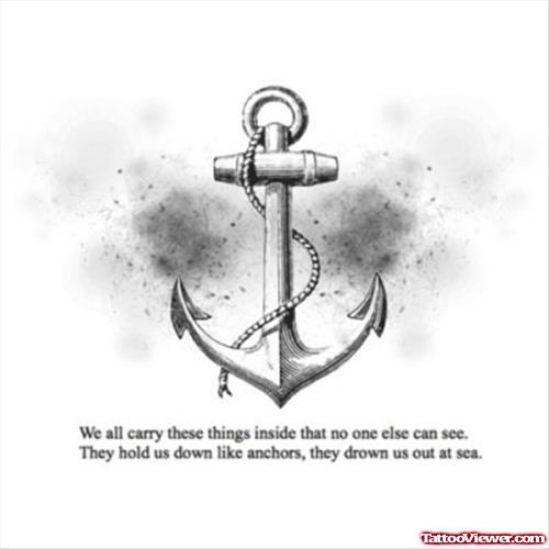 Awesome Grey Ink Anchor Tattoo design