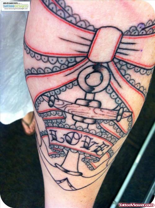 Anchor Tattoo With Low Banner