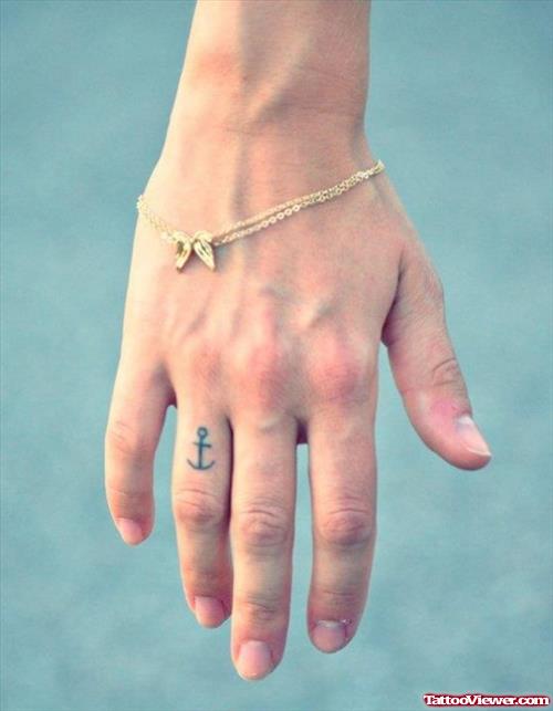 Beautiful Tiny Anchor Tattoo On Finger
