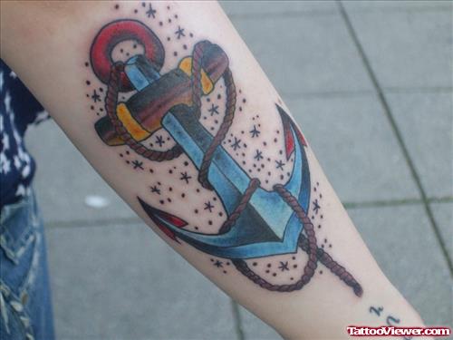 Awesome Colored Anchor Tattoo Design