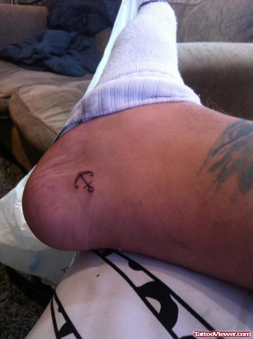 Tiny Anchor Tattoo On Heel