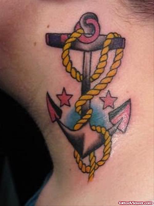 Anchor Tattoo Design For Neck