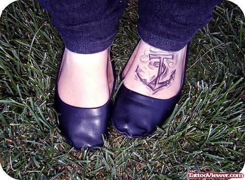 Anchor Foot Tattoo For Girls