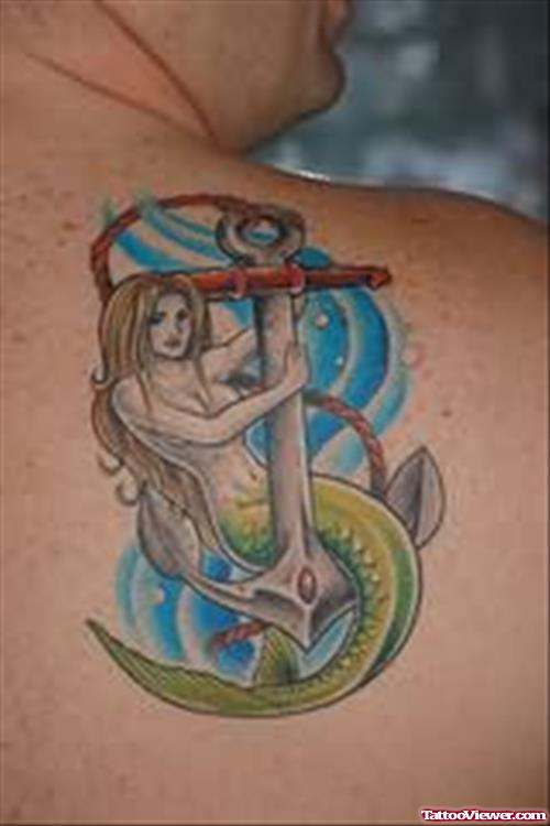 Anchor Tattoo On Back Shoulder