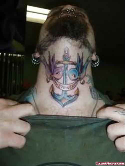 Anchor Tattoo Design On Neck