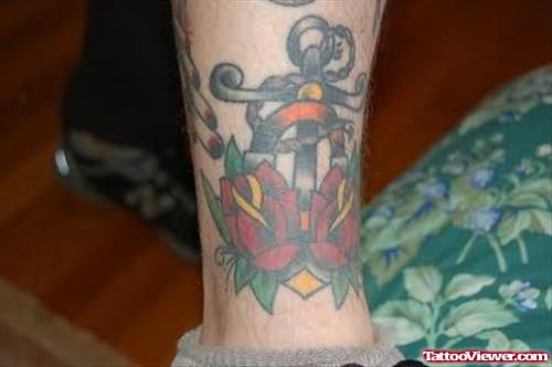 Anchor Tattoo Design On Leg