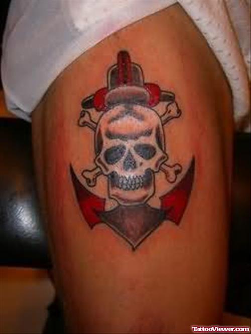 Anchor Tattoo With Skull