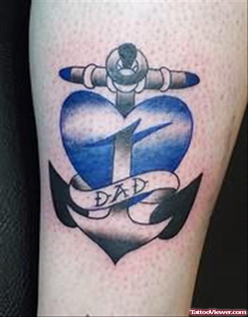 Blue Heart And Anchor Tattoo