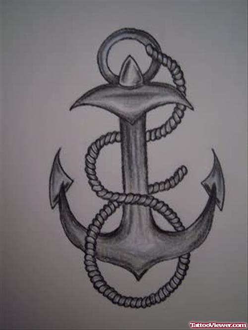 Grey Tattoo For Anchor Symbol