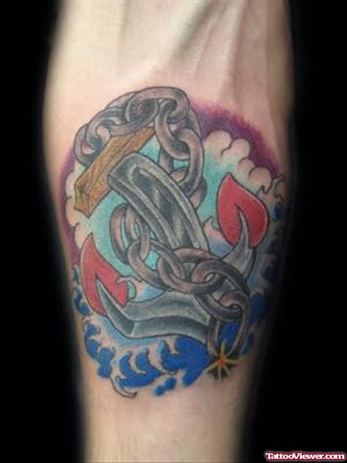 Colourful Anchor Tattoo
