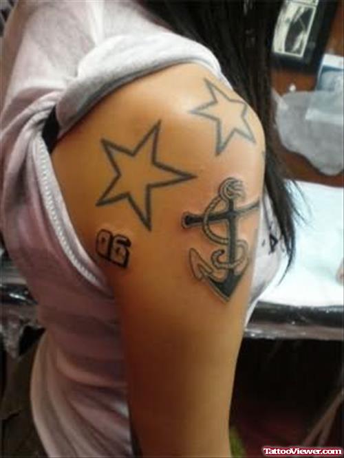Anchor Tattoo With Stars