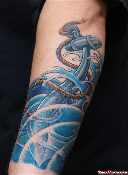 Sinking Anchor Tattoo On Arm