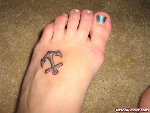 Simple Anchor Tattoo On Foot