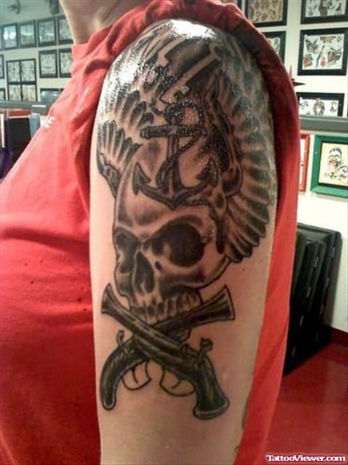 Scary Anchor Tattoo On Shoulder