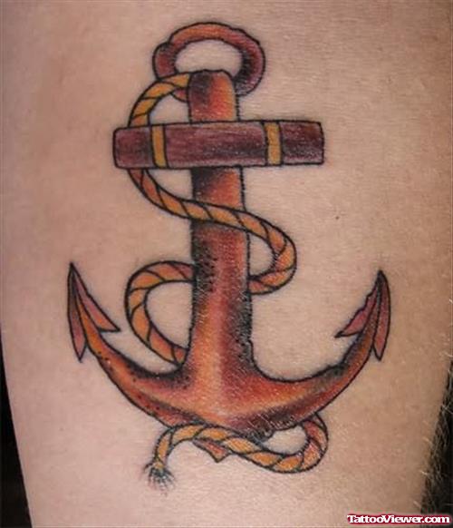 Brown Anchor Tattoo