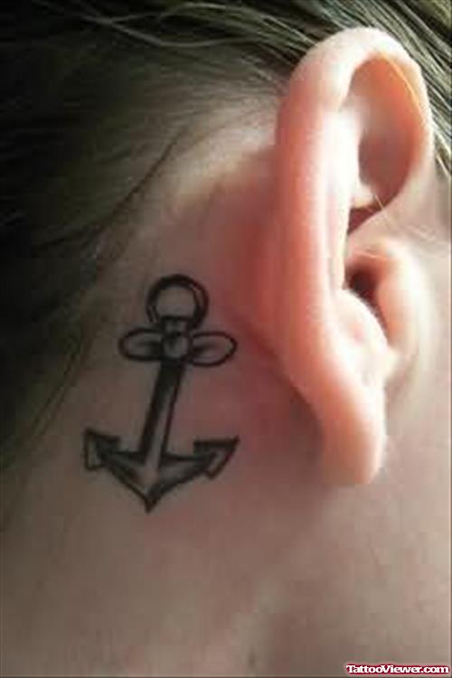 Anchor Tattoo On Ear