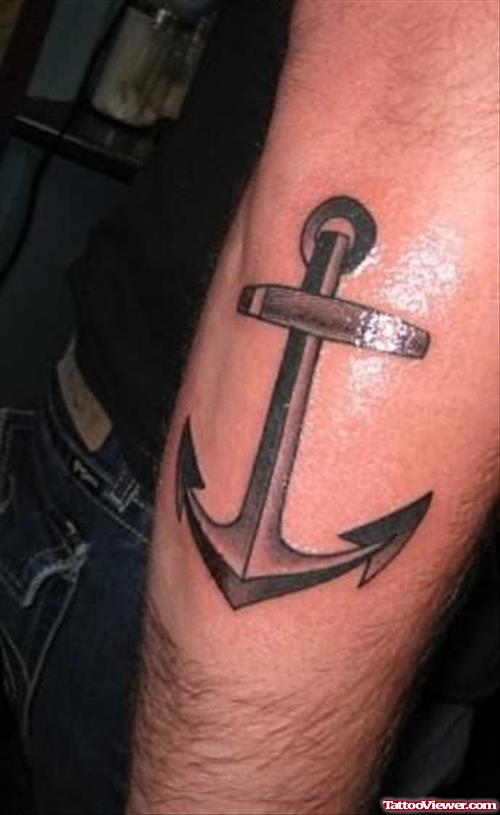 Shining Anchor Tattoo On Arm