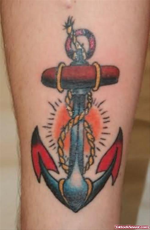 Glowing Anchor Tattoo On Arm