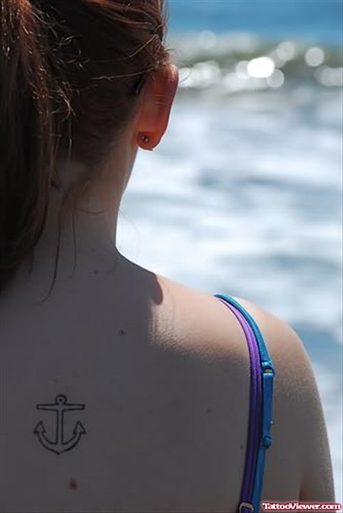 Cute Anchor Tattoo On Back