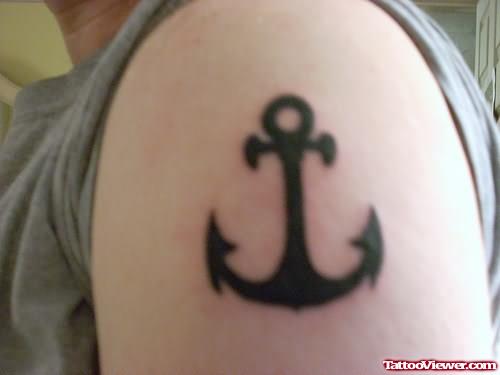 Anchor Tiny Tattoo On Muscles