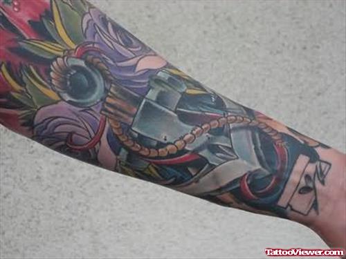 Anchor Tattoo Design On Full Arm