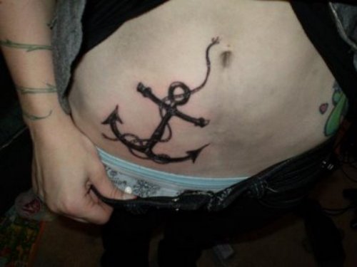 Awesome Anchor Tattoo On Hip