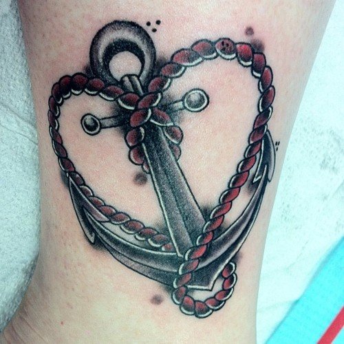 Anchor Tattoo With Rope Heart
