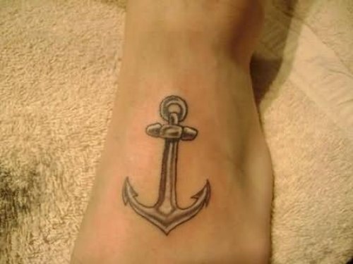 Simple Anchor Tattoo Design On Leg