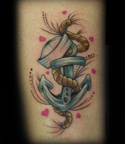 Navy Anchor Tattoo With Rope
