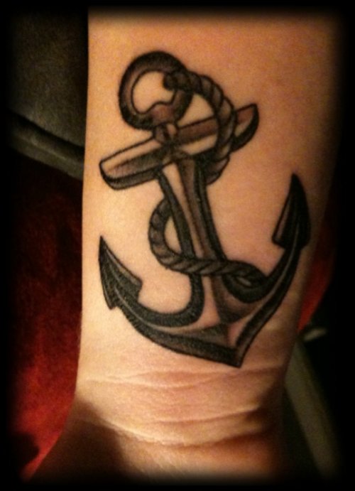 Rope With Anchor Tattoo On Wrist