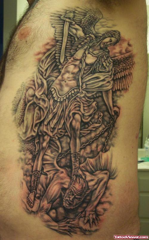 Rib Side Archangel Tattoo For Men