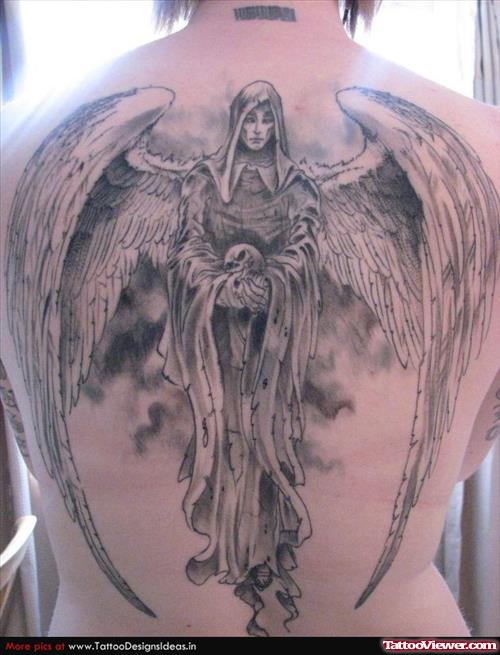 Large Angel Tattoo On Back Body
