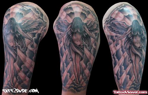 Half Sleeve Angel Tattoo For Men