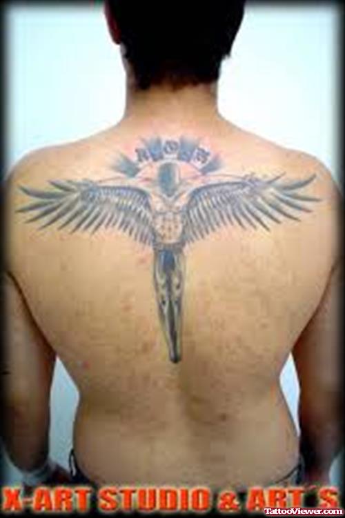 Awesome Angel Tattoo On Upperback