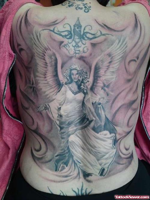 Beautiful Angel Tattoo On Back Body