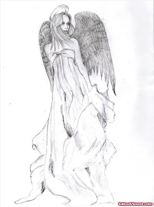 Beautiful Angel Girl Tattoo Design