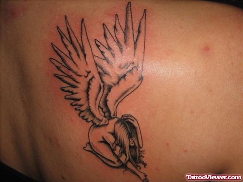 Back Shoulder Fallen Angel Tattoo