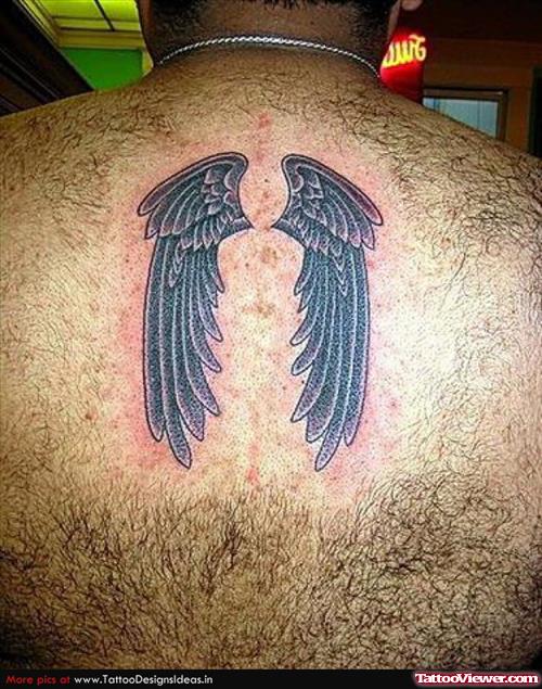 Angel Wings Tattoo On Man Back Body