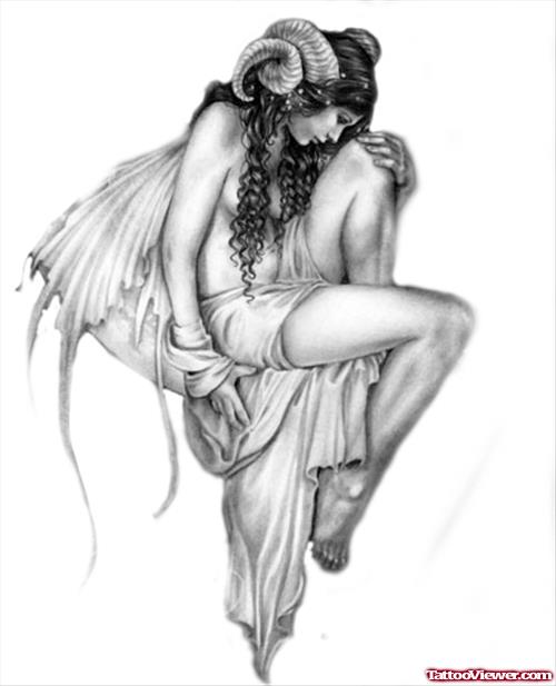 Demon Angel Girl Tattoo Design