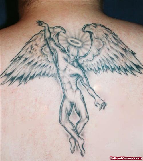 Angel Tattoo On Upperback