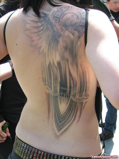 Awesome Angel Tattoo On Girl Back