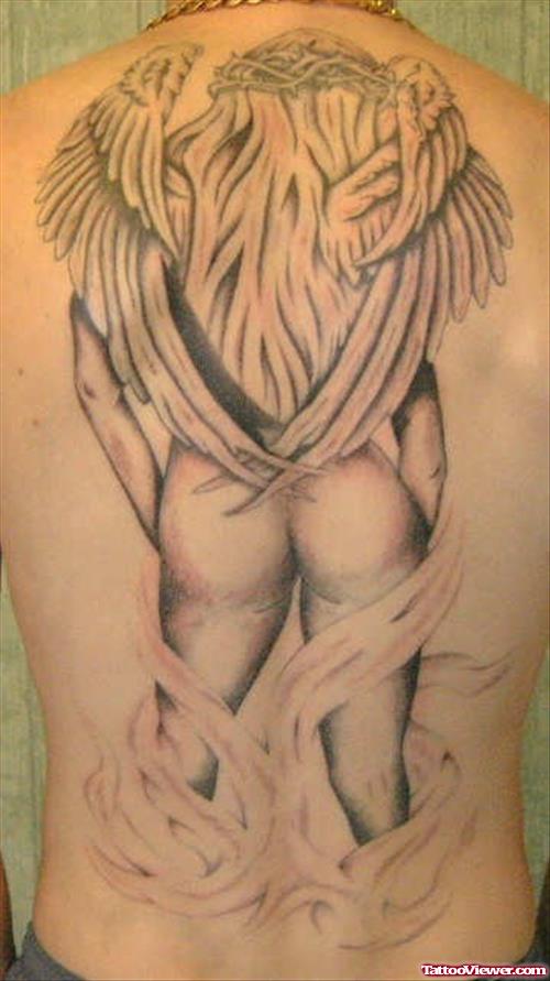 Angel Back Tattoo On Back Body