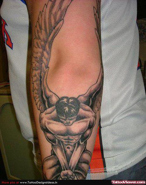 Male Fallen Angel Tattoo On Sleeve