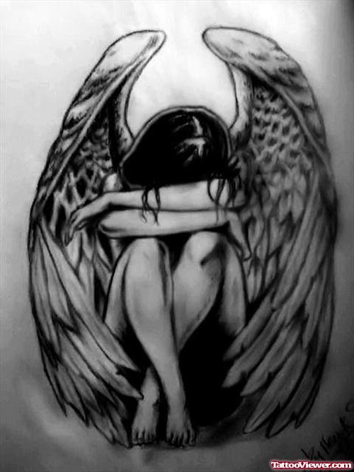 Awesome Fallen Angel Tattoo Design